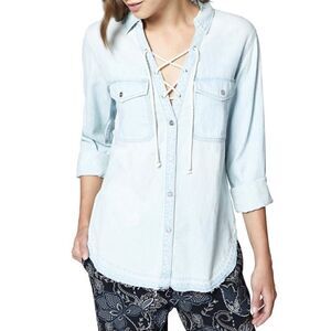 Sanctuary Lace Me Up Denim Chambray Shirt